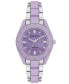 ფოტო #1 პროდუქტის Women's Solar Silver-Tone and Lavender Oceanworks Plastic Watch, 32mm