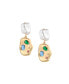 ფოტო #1 პროდუქტის Rainbow Glass Nugget and Imitation Pearl 18K Gold Plated Earrings