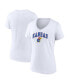 Фото #1 товара Women's White Kansas Jayhawks Evergreen Campus V-Neck T-shirt