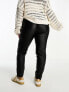In The Style Plus exclusive coated high waisted skinny jeans in black