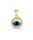 ფოტო #1 პროდუქტის Turkish Real Yellow 14K Gold Spiritual Amulet Round Circle Moving Floating Evil Eye Charm Pendant For Women No Chain