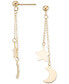 ფოტო #1 პროდუქტის Polished Star & Moon Chain Drop Earrings in 10k Gold