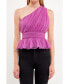 Women's One Shoulder Shirred Tulle Top