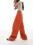 Topshop high waist oversized straight leg pocket cargo trouser in orange