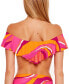 Фото #2 товара Women's Vivid Vista Printed Ruffled Bandeau Bikini Top, Created for Macy's