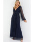 Women's Embellished Wrap Long Sleeve Maxi Dress