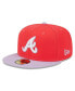Фото #1 товара Men's Red and Lavender Atlanta Braves Spring Color Two-Tone 59FIFTY Fitted Hat
