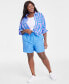 ფოტო #2 პროდუქტის Trendy Plus Size Linen-Blend Striped Shirt, Created for Macy's