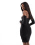 Фото #8 товара Vesper bardot long sleeve mini dress in black