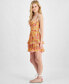 ფოტო #4 პროდუქტის Juniors' Floral-Print Lace-Up Fit & Flare Dress