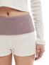 Фото #3 товара Reclaimed Vintage mini hot pant short with fold over waistband in cream