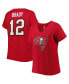 Women's Tom Brady Red Tampa Bay Buccaneers Plus Size Player Name and Number Logo V-Neck T-shirt