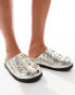 Azalea Wang Anslie studded weave mules in silver and gold