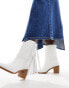 French Connection mid leg fringe western boots in white