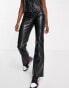 ASOS DESIGN leather look kick flare in black