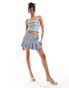 Pull&Bear belt detail denim corset top co-ord in mid blue BLAU, M - EU 38 - фото #2