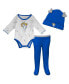 ფოტო #5 პროდუქტის Newborn Infant Boys and Girls White, Royal Los Angeles Rams Dream Team Onesie Pants Hat Set