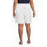 Фото #7 товара Plus Size High Rise Pull On Elastic Waist 10" Linen Bermuda Shorts