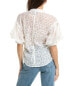 Gracia Mock Neck Sheer Flower Button-Down Shirt Women's