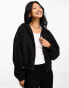 Фото #2 товара ASOS DESIGN oversized zip through crop hoodie in black