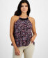 ფოტო #1 პროდუქტის Juniors' Crochet-Trim High-Neck Tank Top