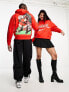 ASOS DESIGN unisex license oversized hoodie in red with Coca Cola Santa Christmas print