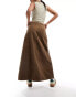 Free People a-line cord midaxi skirt in chocolate