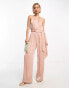 & Other Stories sleeveless wide leg jumpsuit with tie detail in shimmer dusty pink