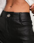 New Look faux leather straight leg trousers in black