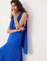 ASOS EDITION halterneck back detail maxi dress with full skirt in blue BLAU, 36 - фото #5