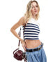 Фото #1 товара Stradivarius stripe top in white & navy