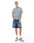 Фото #4 товара Dickies rivergrove striped t-shirt in dark green and white