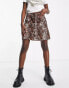 Фото #3 товара Wednesday's Girl button through mini a-line skirt in grunge leopard