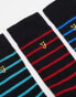 Farah 3 pack dress socks in multi stripes