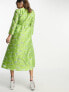 Фото #3 товара Y.A.S jacquard wrap midi dress in green