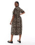 ASOS DESIGN Curve puff sleeve tie front maxi dress in leopard print Леопардовый, 50 - фото #3