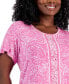Plus Size Runway Print Short-Sleeve Top, Created for Macy's