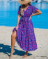 Women's Floral Print V-Neck Lace Maxi Beach Dress