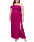 Фото #1 товара Plus Size One-Shoulder Draped Evening Dress