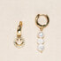 ფოტო #1 პროდუქტის 18K Gold Plated Freshwater Pearls and Smiley Face Charm - Hailey Earrings For Women