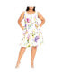 Plus Size Belted Faye Dress Ivory wild flower, 18 - фото #1