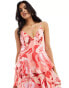 Pretty Lavish tiered ruffle midaxi dress in pink floral