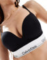 Фото #2 товара Calvin Klein modern cotton fashion plunge push up bralette in black