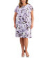ფოტო #1 პროდუქტის Plus Size Floral-Print Overlay A-Line Dress