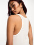 Miss Selfridge longline soft touch rib vest top in white