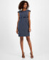 ფოტო #1 პროდუქტის Petite Pinstripe Belted Sleeveless Scuba Sheath Dress