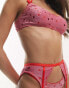 Фото #4 товара ASOS DESIGN Valentines 3 piece soft bra, suspender & thong set in pink glitter hearts