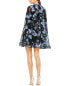 Mac Duggal Floral Print High Neck Ruffle Hem Cape Mini Dress Women's