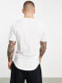 ONLY & SONS longline curve hem t-shirt in white