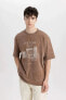 Erkek T-shirt C0150ax/bn105 Lt.brown